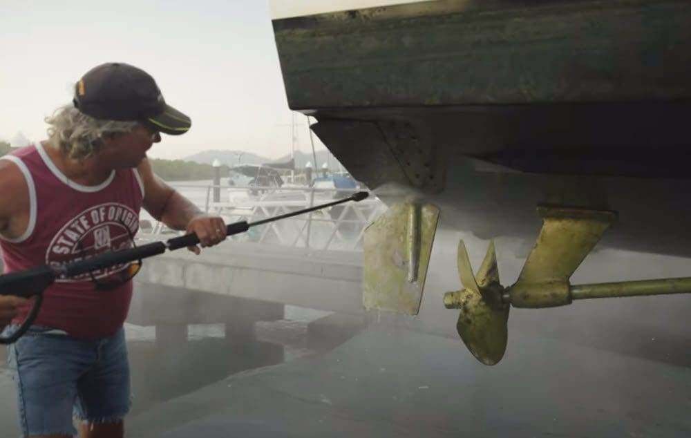Annual boat maintenance on the hull