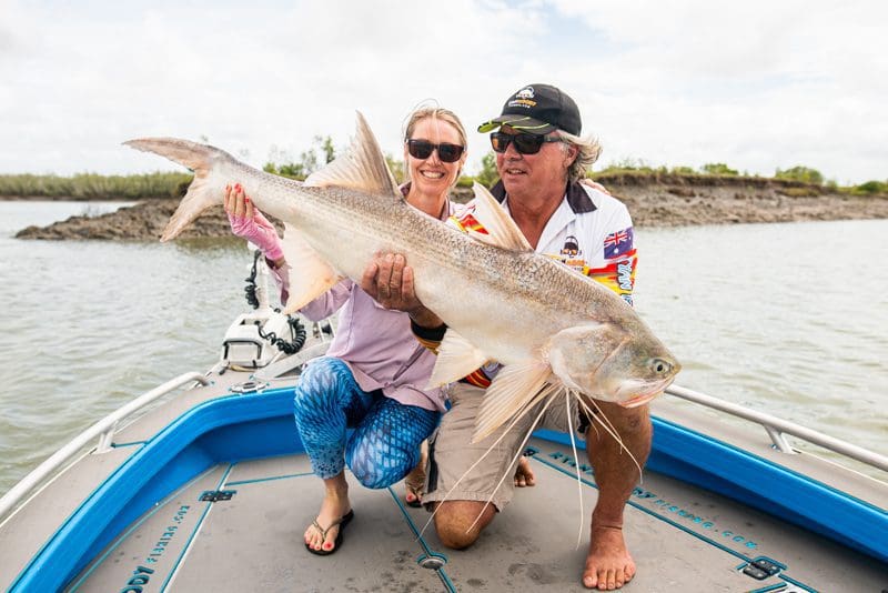 Dallas with her PB King Threadfin fishing the fitzroy net free zones.