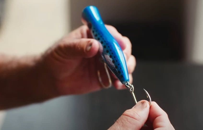 In line hooks on poppers and stick baits