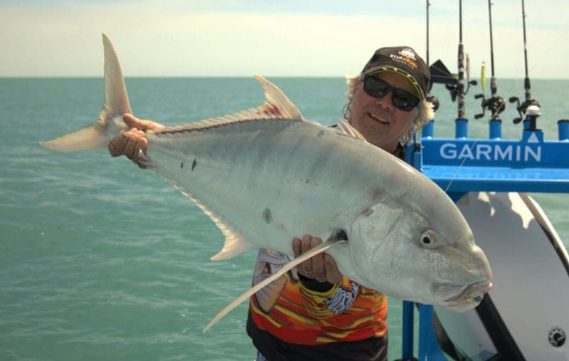 Huge golden trevally fishing the Flinders islands.