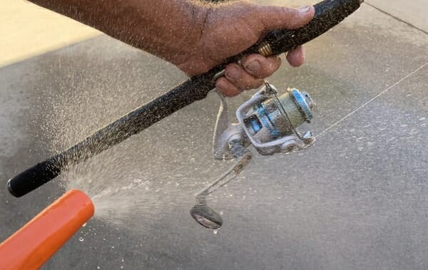 Reel cleaning and maintenance can be as simple as spraying with a light mist of fresh water.